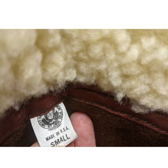 Vintage Deerskin Trading Post Suede Shearling Hat Union Made USA - Picture 5 of 6